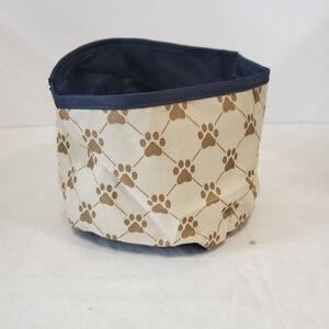 Canvas Travel Pet Bowl with Paw Print
